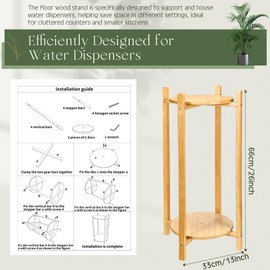 DoubleFill Water Dispenser Floor Stand 26'' Natural Varnish Wood Stand for Water Dispenser Crock Water Bottles Jug Plants, Easy Assembly with Included Hardware (Wood Color)