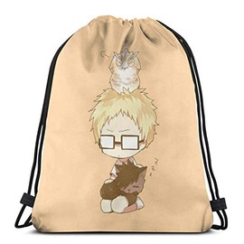 Haikyuu Karasuno Tsukishima Luci Knapsack Gym Sack, Pool Bag, Drawstring Bag, Gymnastics Clothing, Storage Bag, Club Activities, Stylish, Anime, Characters, Boys, Girls, Unisex, Goods, Miscellaneous
