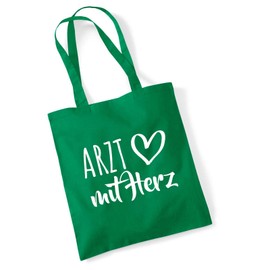 huuraa Jute Bag Doctor with Heart Bag Cotton 10 Litres with Motif for the Greatest People Gift Idea for Friends and Family, Green (Kelly green)
