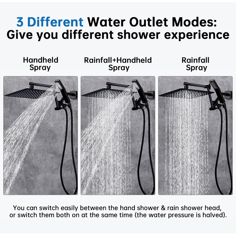 G-Promise All Metal 10 Inches Rainfall Shower Head with Handheld