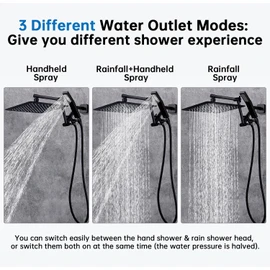 G-Promise All Metal 10 Inches Rainfall Shower Head with Handheld Spray Combo, 3 Settings Diverter, Adjustable Extension Arm with Lock Joints, 71 Inches Stainless Steel Hose (Oil Rubbed Bronze)