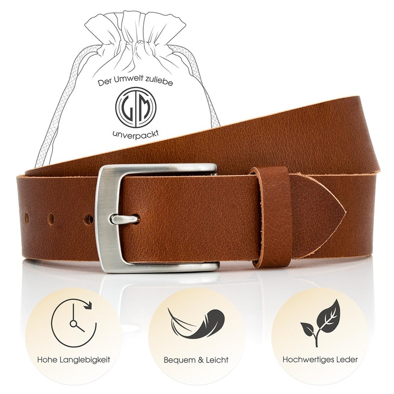 LINDENMANN Men's Leather Belt 40 mm Wide Belt Full Cowhide