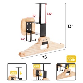 Eorbow Tactical Gear Wall Mount, Wooden Motorcycle Helmet Holder Stand, Heavy Duty Helmet Display Hanger, Multipurpose Jacket Rack for Police, Soccer, Cycling, Skiing Gears, Coats, Vets, Hats, Caps