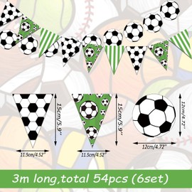 Doumeny 6Pcs Soccer Paper Banner Football Bunting Garland Soccer Birthday Garland Football Pennant Banner Soccer Triangle Flags Sports Theme Party Banner Soccer Pattern Banner for Birthday Party Decor