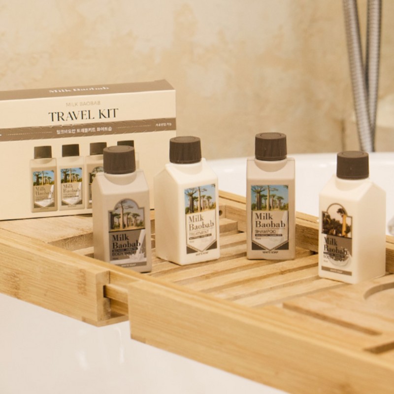 Milk Baobab Travel Travel Kit White Soap Shampoo Set BNS