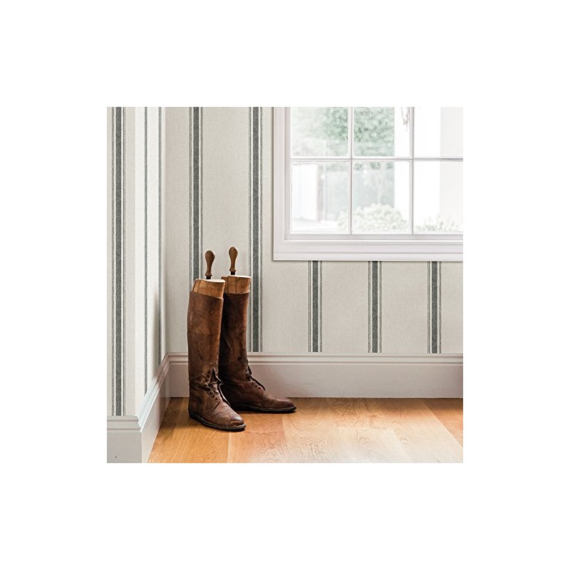 Chesapeake 3115-12461 Linette Fabric Stripe Wallpaper, Black