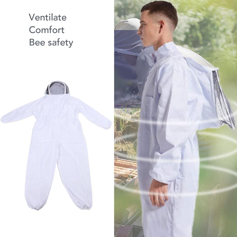 Ventilated Beekeeping Suit with Mesh Veil, Polycotton Beekeeper Suit Outfit