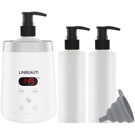 LINBEAUTI Massage Oil Warmer Bottle Professional Lotion Heater for SPA, Automatic Oil Warmer Heated Oil Lotion Cream for Salon, Barber Shops, Home, with Two Oil Bottle Dispensers