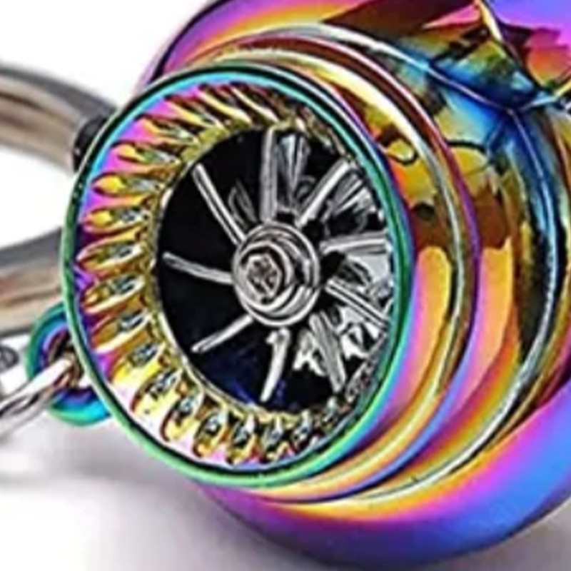 Metal Turbocharging Keychains LED Light Sound Colorful Zinc Alloy Turbine