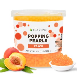 Tea Zone [7 Pounds] Peach Popping Pearls for Boba Tea Beverages, Sweets, Ice Cream Topping | B2061