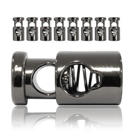 Metal Cord Stoppers Set of 8 Cord Clamp Straight Shape (1 Hole) for Ropes Jackets Hand Bags Color Titanium