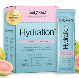 Feel Goods- Hydration Hero, 1000 mg de electrolitos en polvo, sin azúcar, magnesio, agua de coco orgánica, L-teanina                                  