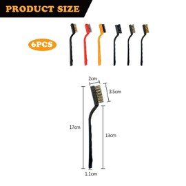 EHDWXVZM 6 Piece Wire Brush Set, PP Handle, Steel Wire, Standard Twist Braided for Metal, Ceramic, Plastic, Rust Removal