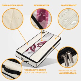 LACAZO Set of 2 Underbed Storage Bags - 100 x 50 x 15 cm Underbed Storage Bags - Waterproof Fabric Storage Box - Three-Layer Composite Fleece - Storage and Storage of Bedding and Clothes