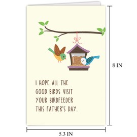 Supoeguk Funny Bird Feeder Father's Day Card, Cute Father's Day Cards for Bird Lover, I Hope All The Good Birds Visit Your Birdfeeder