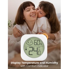 Compact Thermometer Hygrometer Indoor Digital Mini Humidity Meter Room Temperature Monitor and Humidity Meter Temperature and Humidity Meter (White)