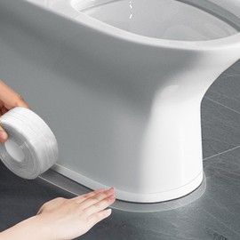 ABSOFINE Caulk Tape Waterproof Self Adhesive, Clear Toilet Caulk Sealant Tape, Shower Seal Strip for Kitchen, Countertop, Bathroom, Sink Bathtub Toilet Edge Protector with Sealing Tool (1.97"x16.4Ft)