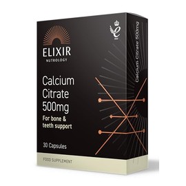ELIXIR NUTROLOGY Calcium Citrate 500mg 30 Capsules - Supports Bone Health, Vegan-Friendly, Easy Daily Use, Essential Mineral Supplement. Made in The UK