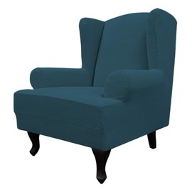 Easy-Going Stretch Wingback Chair Sofa Slipcover 1-Piece Sofa Cover Furniture Protector Couch Soft with Elastic Bottom, Spandex Jacquard Fabric Small Checks(Large,Deep Teal)