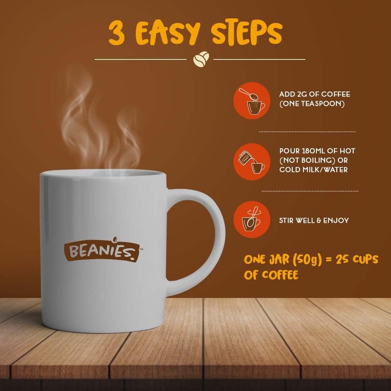Beanies Creamy Caramel Flavoured Instant Coffee, 400g (50g x 8