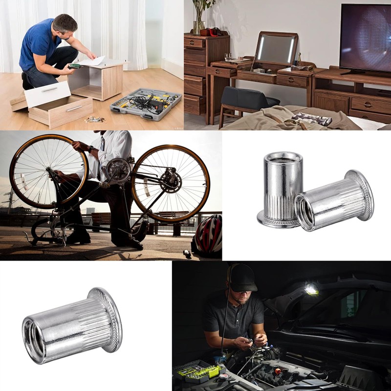 Pxyelec M4 Flat Head Aluminum Rivet Nut Blind Nut Insert