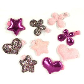 Wrapables Dress Up Glitter and Metallic Shine Hair Clips, Set of 9