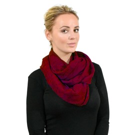Basic Sense Crinkled Light Weight Ribbed Snood, Burgundy