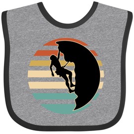 inktastic Rock Climbing Mountain Climber Silhouette Baby Bib Heather and Black 3732f
