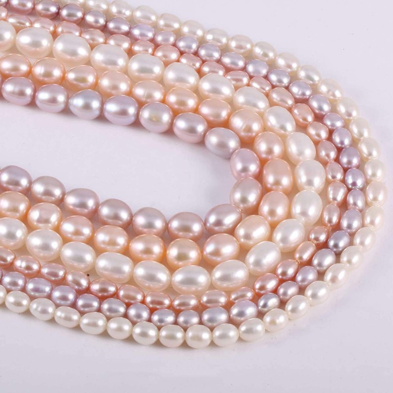 Perlas de agua dulce naturales, abalorio ovaladas de 38 cm,