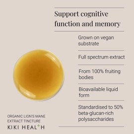 KIKI Health - Organic Lion’s Mane Tincture - Supports Cognitive Function, Memory & Mental Clarity - Full-Spectrum Mushroom Extract - Beta-Glucan Rich Polysaccharides - 50ml