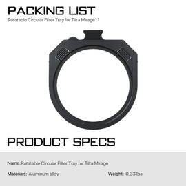 Tilta Rotating Round Filter Tray Compatible with Tilta Mirage Matte Box Filmmaking Kit MB-T16-RCF