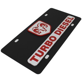Eurosport Daytona - Compatible with Dodge Ram Turbo Diesel License Plate on Black Steel