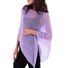 SHU-SHI Womens Sheer Poncho Casual Summer Shrug Bolero Lightweight Knit Lavender
