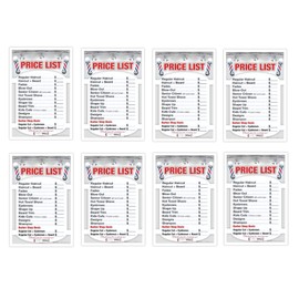 Barber Price List Small Prints 8 1/2 x 11 inches, Laminated, Barber Poster Small (8)