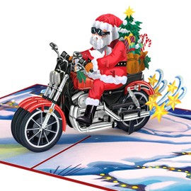 papercrush® Pop-up Card Santa Claus on Motorcycle - Funny 3D Christmas Card for Men (Boyfriend, Dad, Man) - Merry Christmas Card for Motorcyclists and Bikers