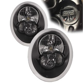 PERDE Compatible with Mini Cooper Headlights Assembly Halogen Headlamp Assembly Black Housing Set Pair