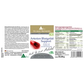 Arteries Blood Vessels Support – Outstanding Formula with Various High-Dose High-Quality Vital Substances – Dr. Med. Michalzik – 120 Capsules – No Additives – by BIOTIKON®