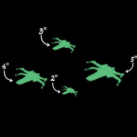 Star Inspired Movie Character Space X-Wing Glow in The Dark Sticker Decal for Phone Tablet Laptop Car Truck Window | 4" Sticker | Green