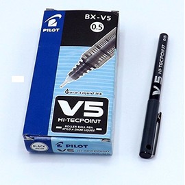 Pilot V5 Hi-Tecpoint Ultra Rollerball Pen 0.3mm Line Black [Pack of 12]