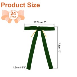 PATIKIL Velvet Bows, 24 Pcs Velvet Ornaments Ribbon Gift Bows Vintage Wreath Bow for Christmas Tree Wedding Birthday Parties Decor, Green (5/8" Width, 5x7 Inch)