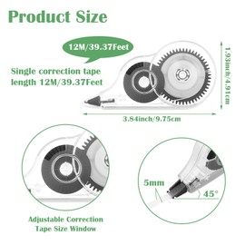 auroray 36 Count White Out Tape with Protective Cap, 1/5 X 472 Inch Correction Tape Easy to Use Applicator for Instant Corrections School Office Supplies