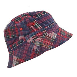 G 100% Cotton Reversible Twill Bucket Hat Red/Plaid