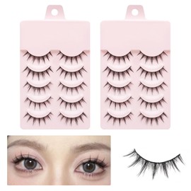 False Eyelashes, 10 Pairs Set, 2 Pack False Eyelashes, Natural Eyes, 009 Devil Style, Transparent Band, Comfortable to Wear, Crisp Cluster Effect, Easy to Makeup, Popular, Daily Wear, Cosplay