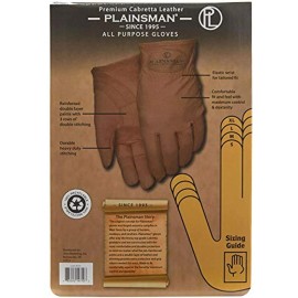 Plainsman Premium Cabretta Brown Leather Gloves, 2 Pairs, Large - LARGE(PACK OF 4)
