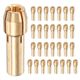 M METERXITY 30-Pack Brass Drill Chuck, 3/32 Inch/ 2.4 mm Collets Set Quick Change Replacement 4.2mm Shank Diameter for Rotary Tools/Electric Drills [Golden]