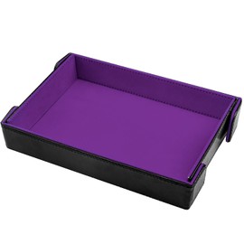 SIQUK Magnetic Folding Dice Tray Rectangle Dice Rolling Tray PU Leather Dice Trays Foldable Dice Holder Dice Rolling Mat Storage Box for D&D RPG Dice Games, Violet