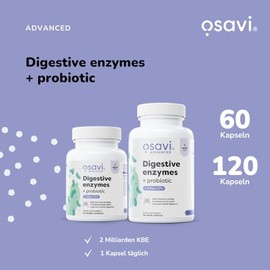 Osavi Digestive Enzymes + Probiotic, 120 Vegan Capsules, DigeZyme and LactoSpore, Complex with 7 Enzymes Including Papain and Bromelain, Clinically Tested Ingredients, Clean Label, No Additives, Vegan
