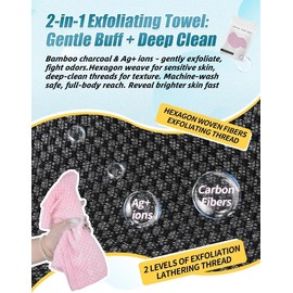 HASTHIP MAYCREATE® Toalla Exfoliante para Hombre 25x100cm, Paño Corporal para Ducha y Limpieza Profunda de Espalda y Piel