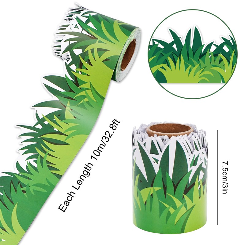 JarThenaAMCS 32.8Ft Green Grass Bulletin Board Border Grass Shape Die