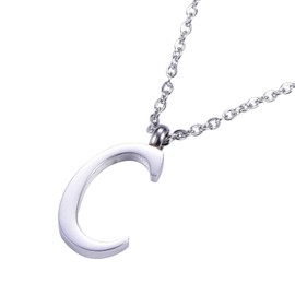 Morella Ladies' Necklace with Letter Pendant, Stainless Steel Silver in Gift Bag, Stainless Steel